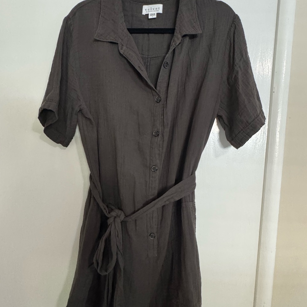 Velvet Women's Charcoal Button-Down Romper